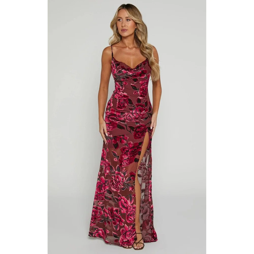 Showpo. | Dresses | Showpo Aletta Dress Womens 4 Wine Floral Burnout Slit Maxi Slip Formal Prom Nwt | Poshmark Showpo. | Dresses | Showpo Aletta Dress Womens 4 Wine Floral Burnout Slit Maxi Slip Formal Prom Nwt | Poshmark
